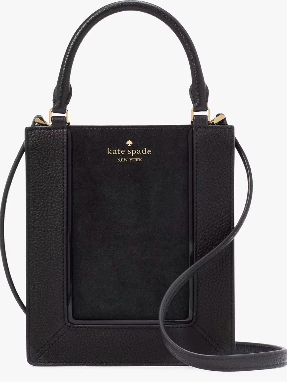 Kate Spade Lena Mini Tote Black Leather Suede Crossbody NWT